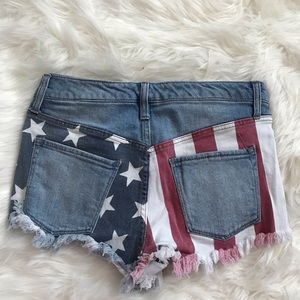 American Flag jean shorts
